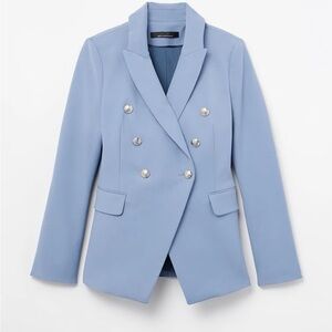 Blue suit.